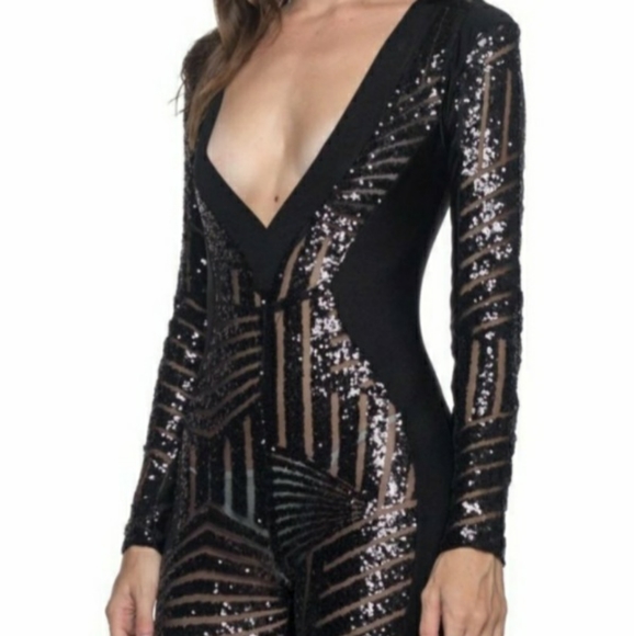 NWT Front Sequin Body Suit - Picture 3 of 4